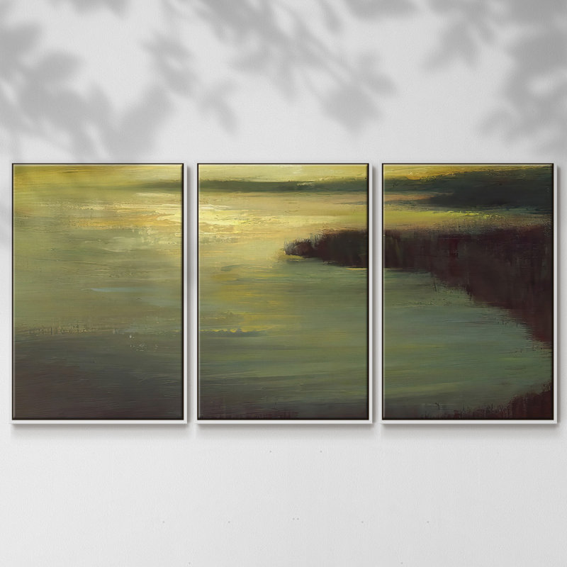 Lake Tahoe Dusk - Toile encadrée multi-pièces - 2774852C, Cadre blanc, H 24 po x l 48 po x P 2 po