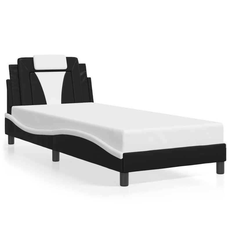 vidaXL Bed Frame Viana without Mattress Black and White 90x190 cm Faux Leather, Twin, Black/White