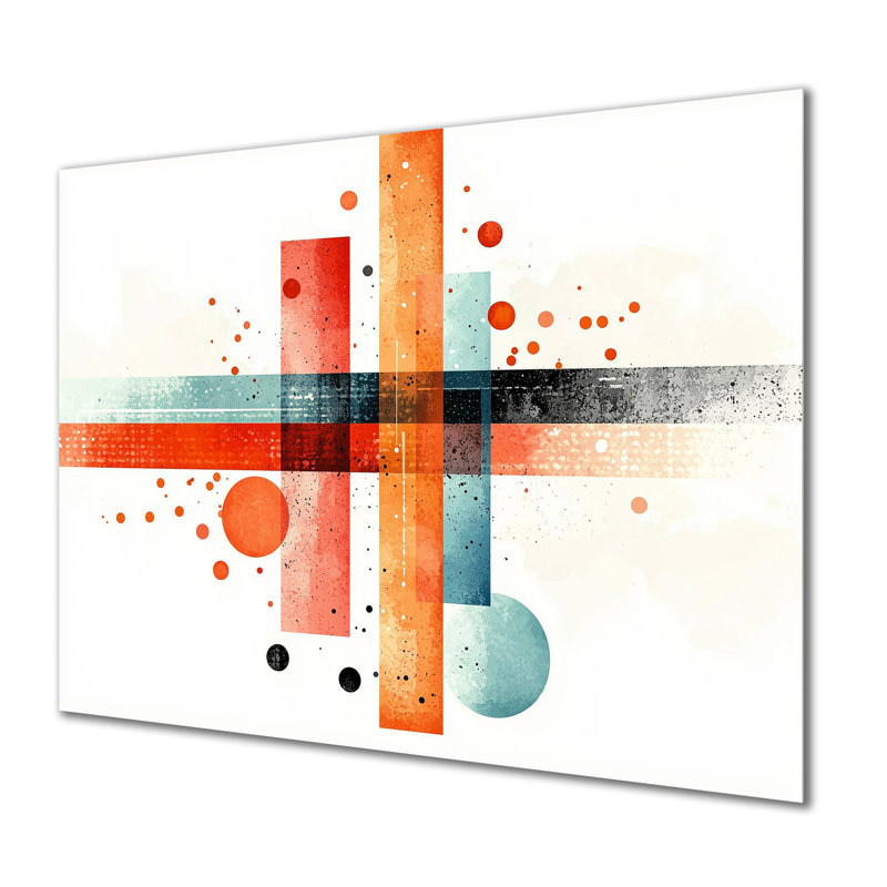 Rectangle dynamique, équilibre géométrique II - décoration murale géométrique en métal, impression moderne sur métal