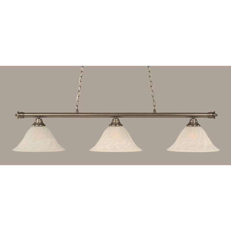 Luminaire suspendu linéaire à 3 lumières pour table de billard Mendez, H 12 po x l 54 po x P 14 po, Granite noir