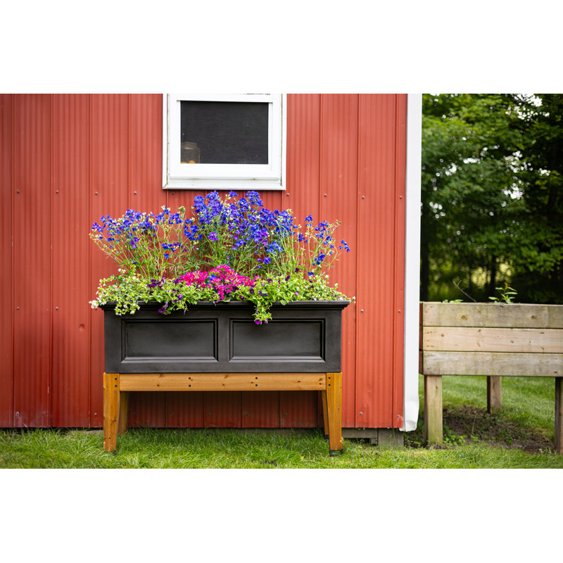 Arvester Resin Window Box Planter with Water Reservoir, Black