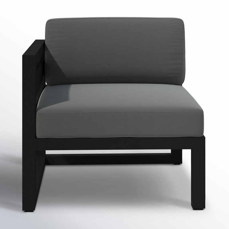 Avion Outdoor One Arm Lounge Chair, Canvas Charcoal Sunbrella® Canvas, Black