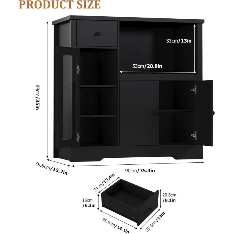35cm Kitchen Pantry, Black