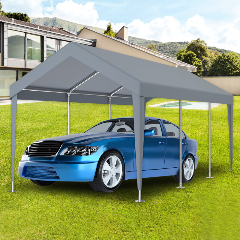 10X20ft Carport Canopy Tarpaulin Replacement, Waterproof & Protected With 72 Elastic Buckles. Grey Polypropylene For Garage Shelter. Easy Installation And Foldable Substitute Awning, Effortless Setup