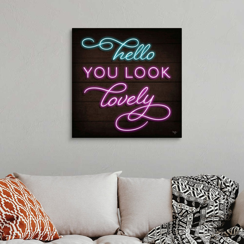 " Neon Hello " by Mollie B., Wrapped Canvas, 30" H x 30" W x 1.25" D