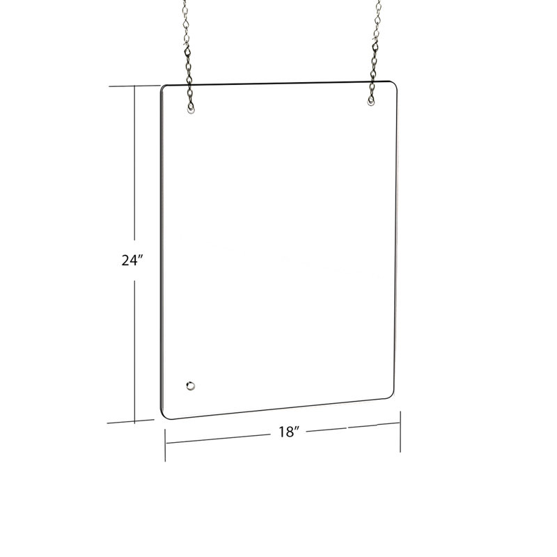 Adjustable Hanging Clear Acrylic Sneeze Guard, 18" x 24"