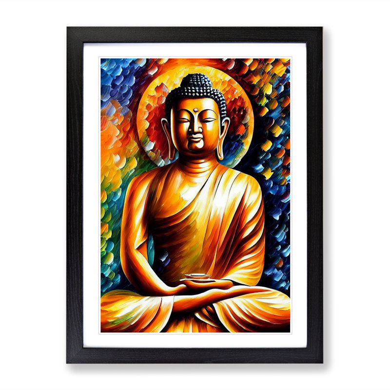 XV1022-4982X View Of Buddha No.3 -, White, 66cm H x 48cm W, Black Framed Paper