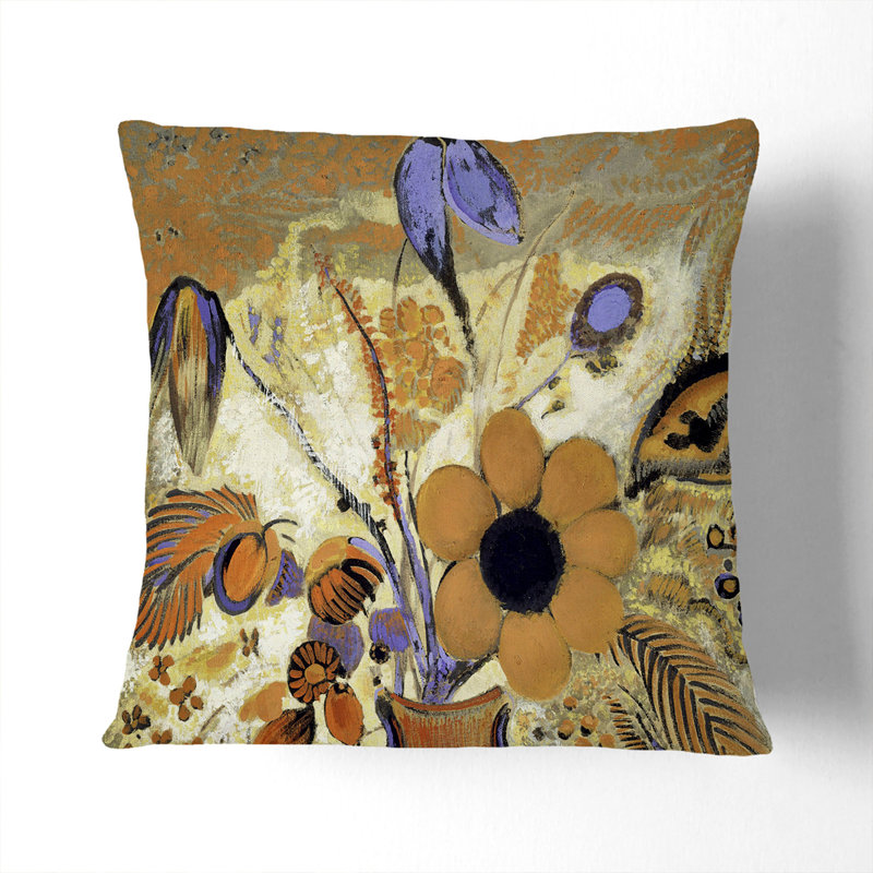 Etruscan Vase With Flowers Square Throw Cushion, 55cm H x 55cm W x 20cm D