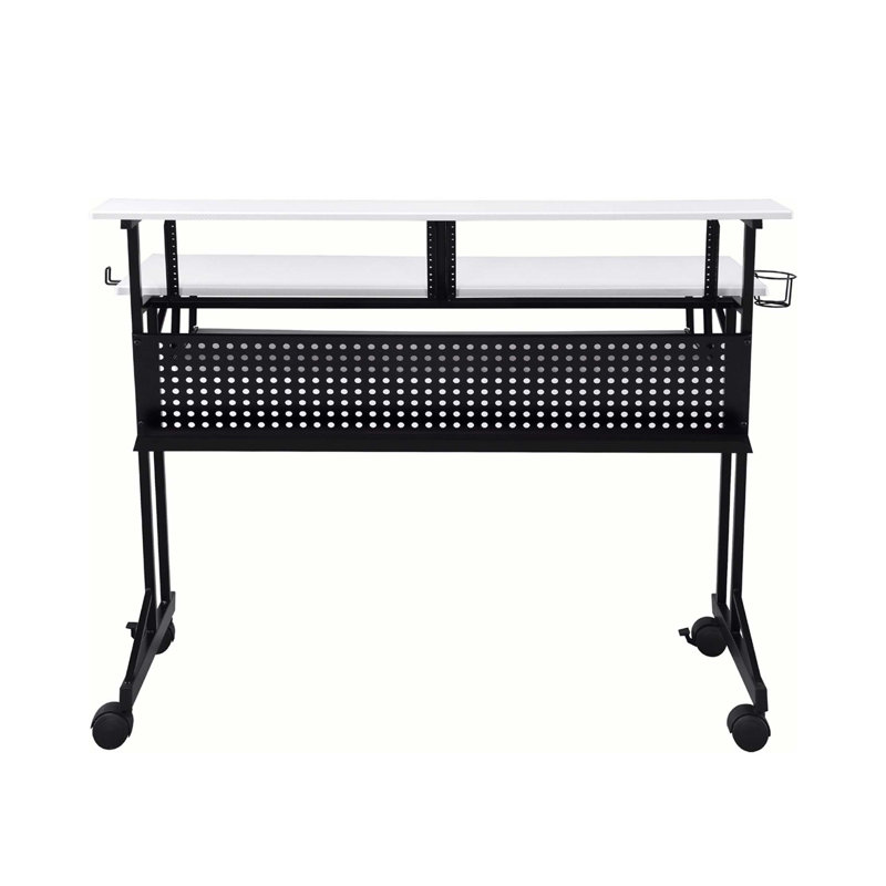 Music Recording Studio Desk With Keyboard Tray, White