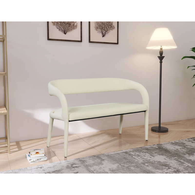Sylvester Aurich Faux Leather Bench, Cream Vegan Leather