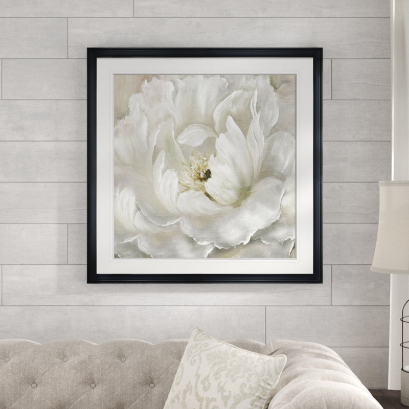 Tableau « Pivoine parfaite », H 28 po x l 28 po x P 1,5 po, Cadre noir