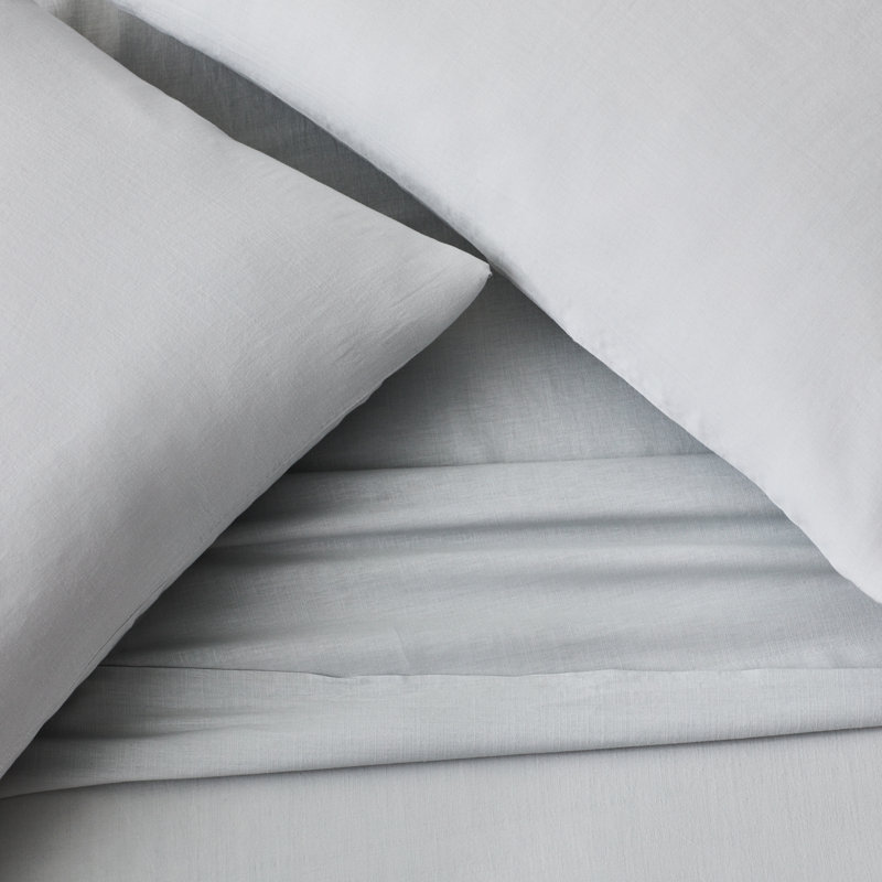 100% Cotton Percale Solid Colour Sheet Set, Grey, Super King