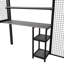 Lit mezzanine double en métal avec garde-robe, bureau et tablette de rangement ouverte-810069951