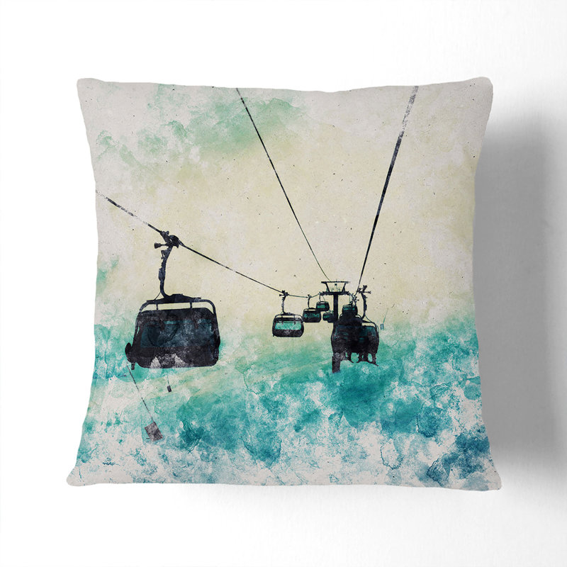 Ski Lift Square Throw Cushion, Stone, 40cm H x 40cm W x 15cm D