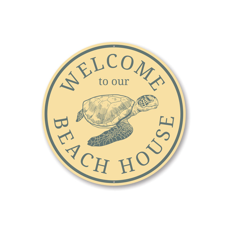 Enseigne de bienvenue en aluminium Beach House, H 18 po x l 18 po x P 0,06 po