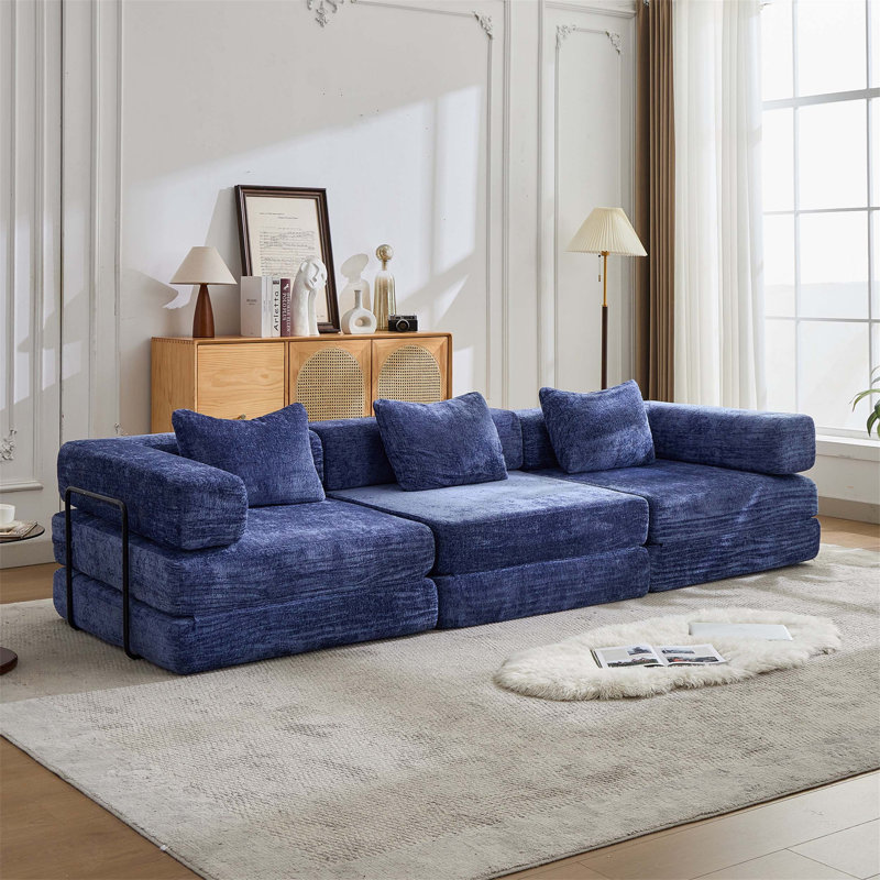 Canapé-lit convertible à plancher à compression avec cadre de forme fixe, modulaire désossé, sans assemblage, idéal pour les espaces polyvalents