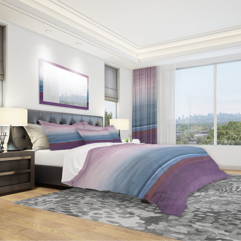 Purple Rock landscape III - Shabby Elegance Duvet Cover Set - Microfiber Polyester, King Duvet Cover + 2 Shams