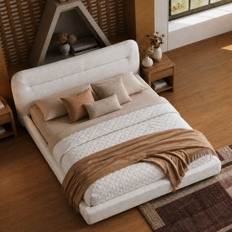 Lit plateforme tapissier Minimalist, King