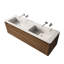 Sahiti 60 po L x 19 po P 2 tiroirs Meuble-lavabo mural avec évier double et Comptoir en Surface solide blanc mat