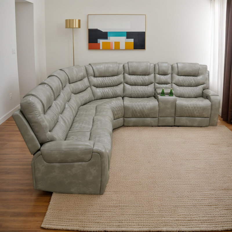 Ensemble de canapé modulaire inclinable électrique en cuir 3 pièces 