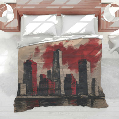Édredon rouge gratte-ciel Skyline