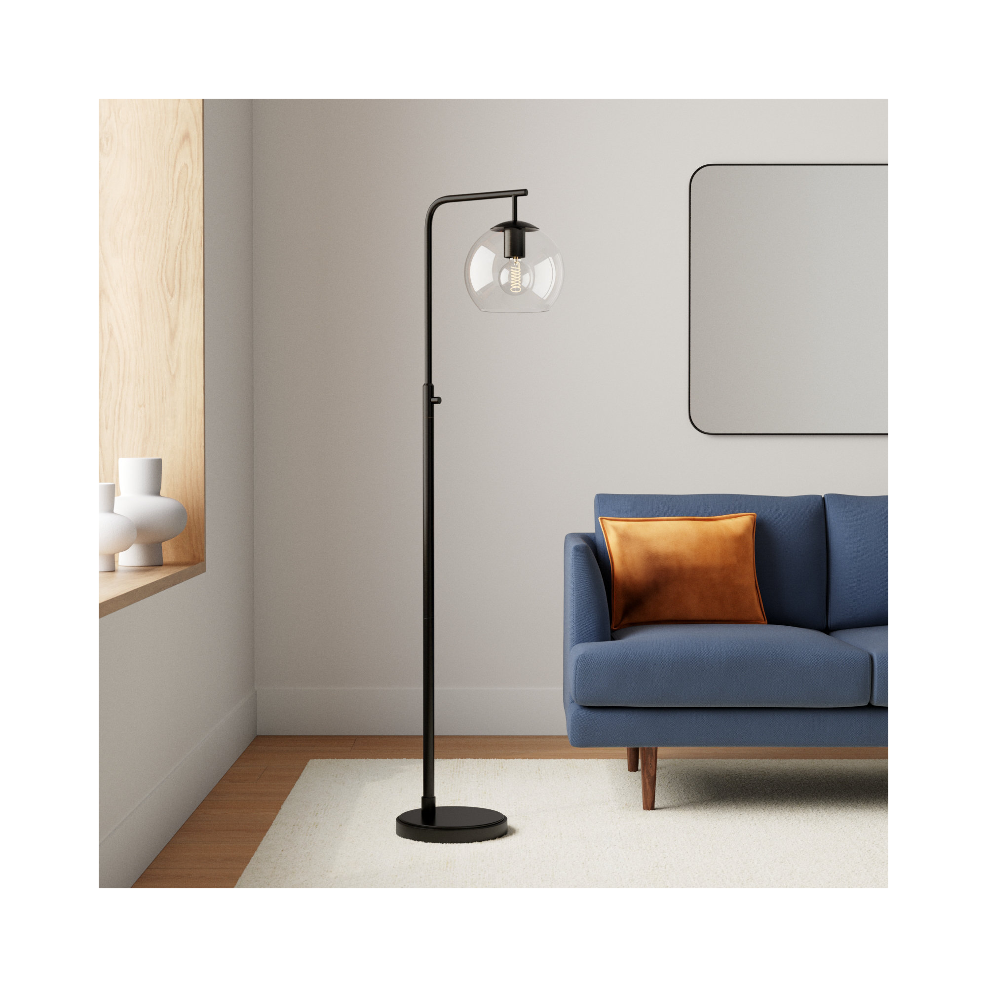 Claire 58.5'' Floor Lamp, Clear, Black