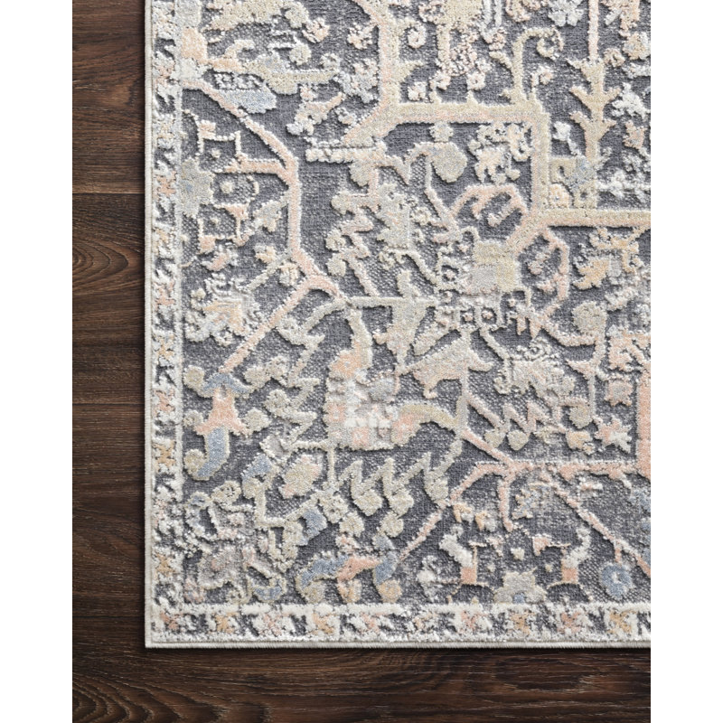 Tapis oriental gris Cudahy, Carré 1 pi 6 po