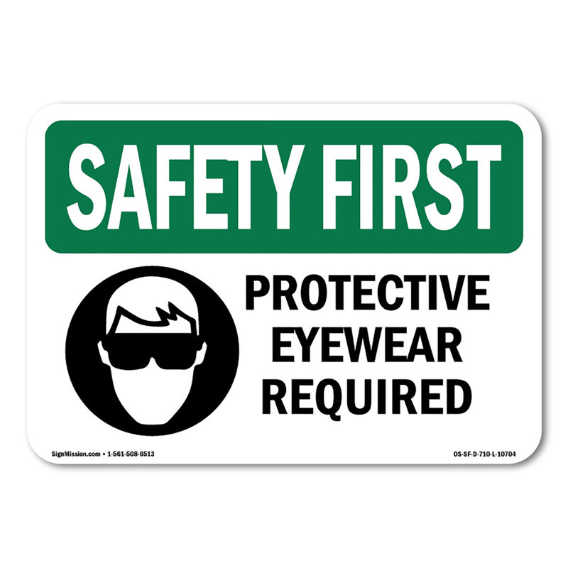Lunettes de protection requises avec panneau en plastique 14 po x 10 po