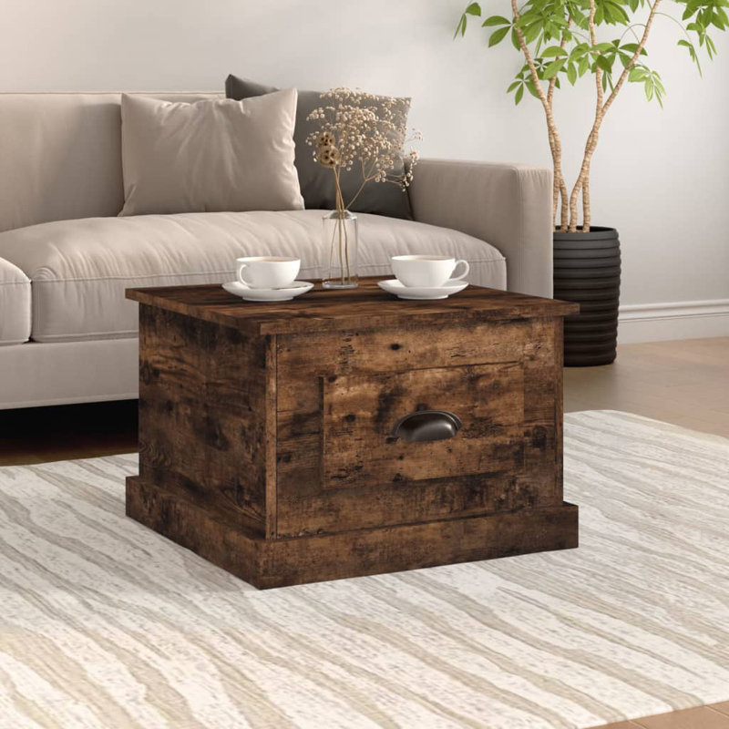 Latwanna Solid Coffee Table with Storage, Smoked Oak