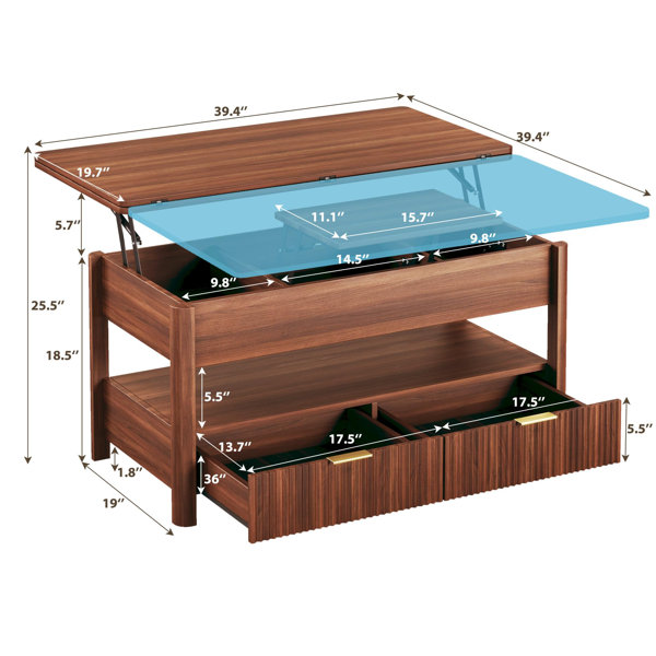 Ebern Designs 4 In 1 Lift Top Coffee Table With Hidden Storage And ...