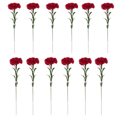 12Pcs Carnations Fake Flowers，Carnations Artificial Flowers 25" Long Stems Faux Flowers Bulk for Wedding Bridal Bouquets, DIY Crafts, Home Party Garden Decor