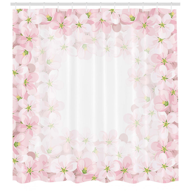 Hallie Floral Shower Curtain with Hooks Included, 84" H x 69" W
