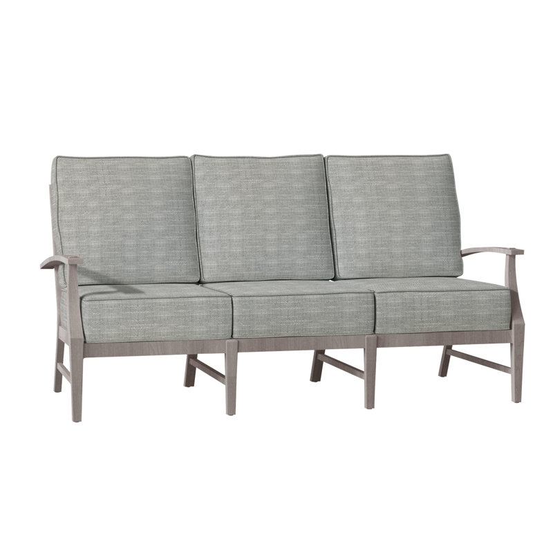 Croquet Teak Sofa - Oyster, Rollo Silver InsideOut® Linen, Welt, Oyster Teak