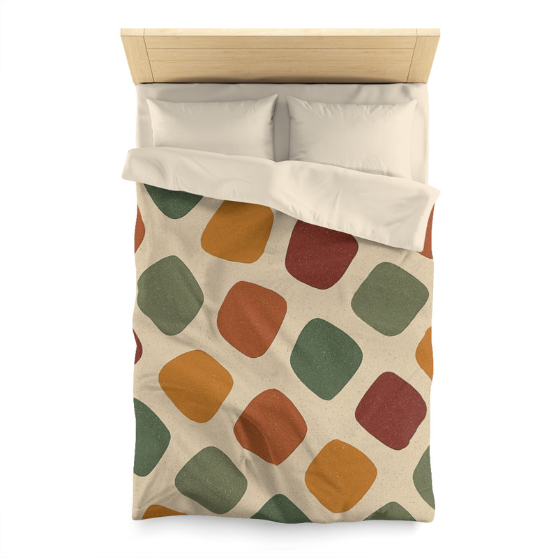 Microfiber Duvet Cover Boho Style, Design 48, Cream, Twin Duvet Cover