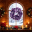 Couronne de Noël artificielle mauve / rose de 16 pouces, couronne de feuilles de paillettes Harry avec un arc en satin et des boules brillantes, couronne de Noël de porte d'entrée pour les décorations de Noël intérieures et extérieures-220589047