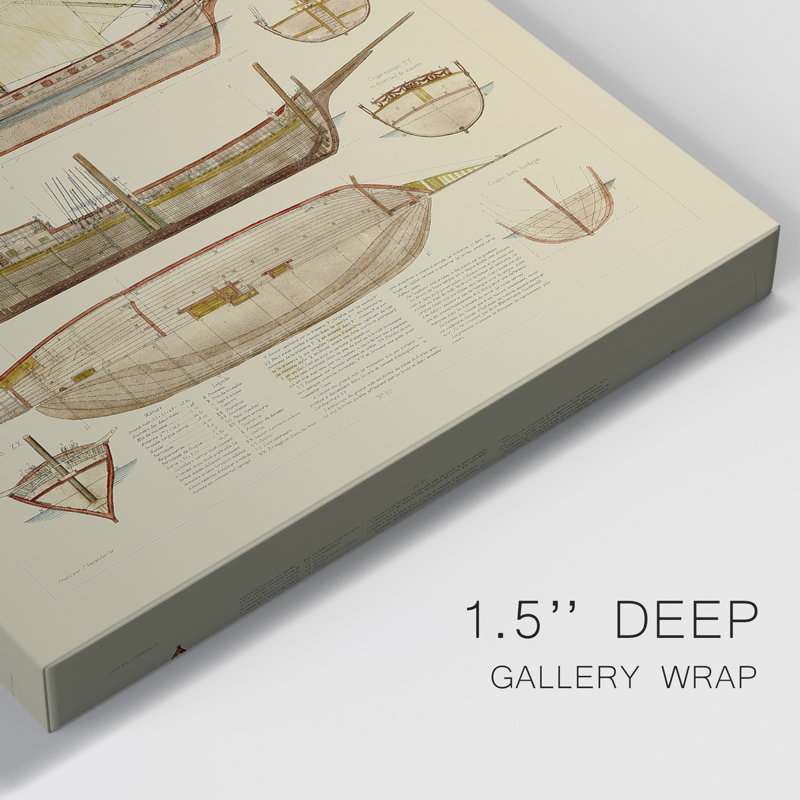 " Antique Ship Plan II ", 48" H x 32" W x 1" D