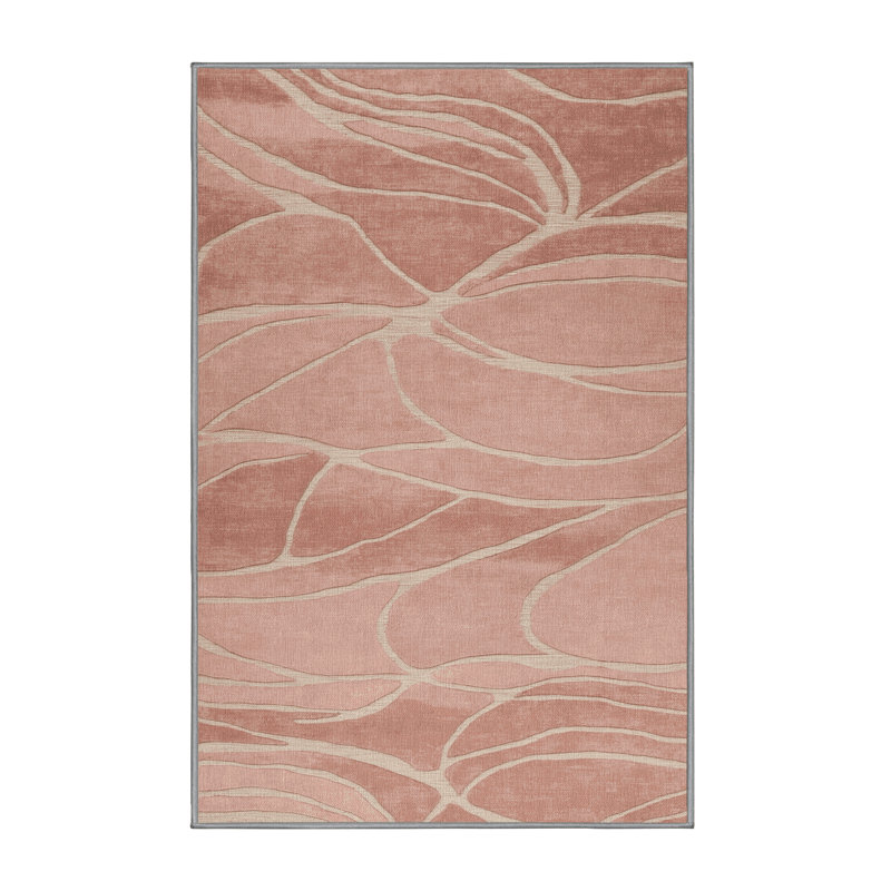 Machine Washable Abstract Brown Area Rug, Rectangle 7' x 9'