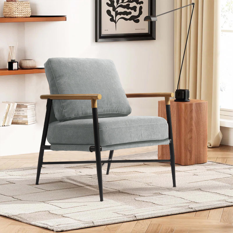 Fauteuil d'appoint Dajauna, Chenille gris pâle
