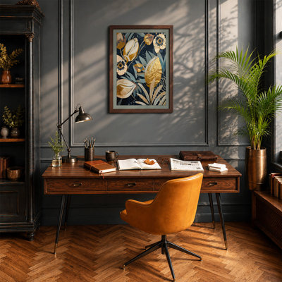 Golden Botanica Botanical - Framed Print