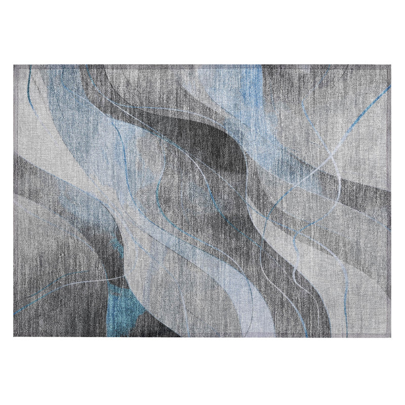 Machine Washable Indoor/Outdoor Cinead ACN1668 Sky Rug, Rectangle 1'8" x 2'6"