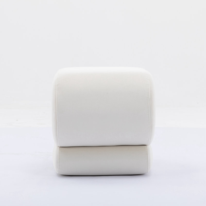 Velvet Ottoman, White Velvet