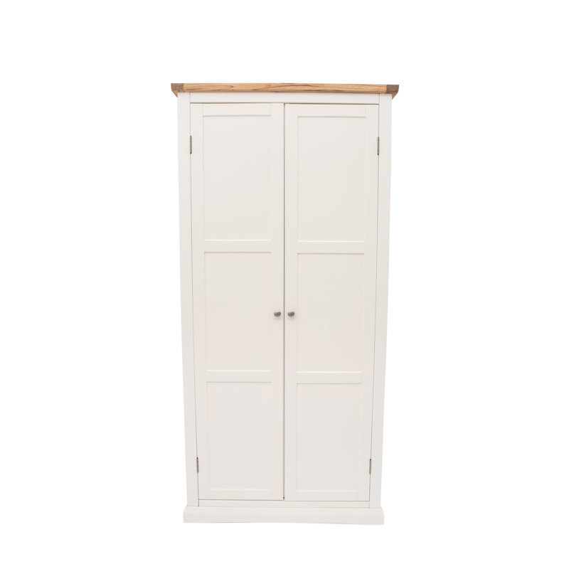 Mignonette 2 Door Solid + Manufactured Wood Wardrobe, Off White/Silver