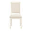 Chaises en bois à finition blanche antique pour la salle à manger, 2 pièces, revêtement en tissu texturé, style transitionnel, style