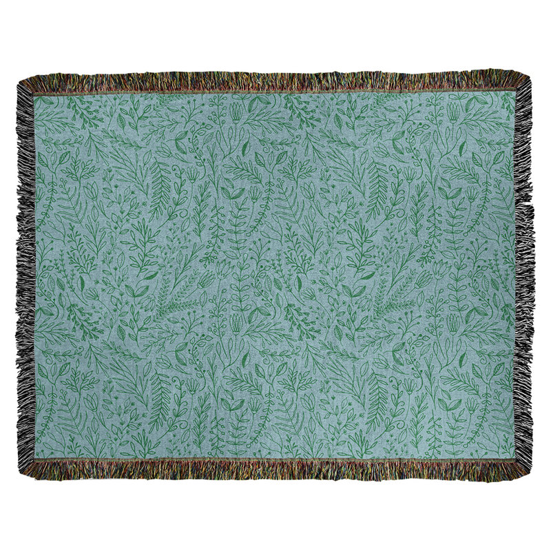 Couverture en coton tissé Katelyn Elizabeth Ditsy, l 60 po x L 80 po, Bleu / vert