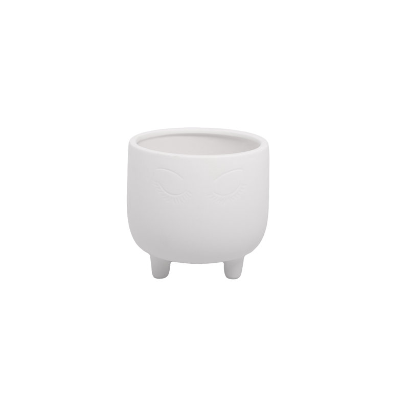 Pot de céramique rond en grès blanc