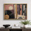 Œuvre de vinyle rétro et épines de livre abstrait, photos de salon, impression sur toile encadrée-131636351-131636357