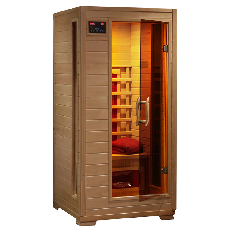 HeatWave Buena Vista 1–2 Person Ceramic Infrared Sauna for Home – 3 Low EMF Heaters, Far Infrared Dry Sauna, 7-Color Light Therapy, Wireless Audio – Canadian Hemlock Wood, Easy Assembly