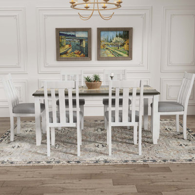 7-Piece Dining Table Set with Extendable Table and 6 Upholstered Chairs