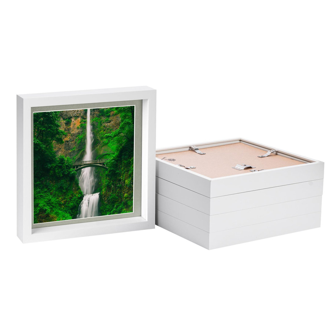Nicola Spring - 10" x 10" White 3D Box Photo Frames - 8" x 8" Mount - Grey