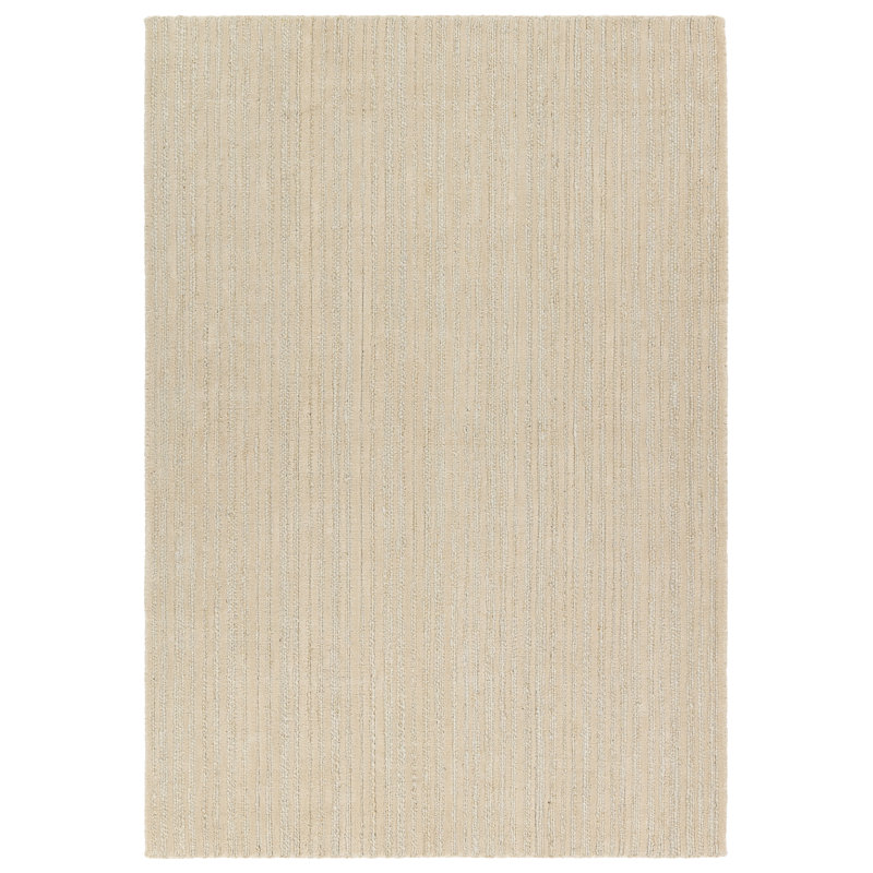 Neutral Handwoven Wool and Cotton Rectangular Rug 10' x 14'